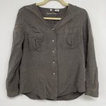Cypress Grove Brown Silk Pearl Snap Lagenlook Blouse Womens S Long Sleeve Artsy Photo 0