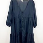 J.Crew Beachwear Button Front Bathing Suit Cover Up L Black Photo 1