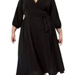 Torrid NWT Tea Length Studio Studio Crepe de Chine Surplice Dress 3x Black Photo 0