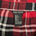 Forever 21  red and black plaid button cotton shirt ruffle S Photo 14