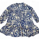 ZARA  Blue and cream mini dress size Large/ floral print with purple  detail Photo 0