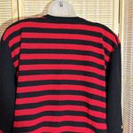 Vintage Amy Jess 1990s Y2K Red Black Striped Vneck Terrycloth Sweater Medium Photo 11