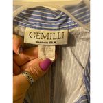 Blue white pinstripe 3/4 sleeve button up top size large Photo 3