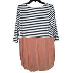 Umgee Tunic Top Size Small White Navy Striped Pink Bottom Cotton Blend Womens Photo 7