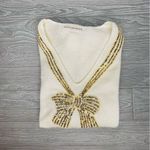 Vintage vivanti white and gold beaded 40s Style Gold Bow Sweater shirt medium Photo 1