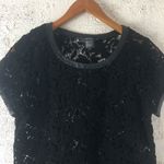 Per Se #321  BLACK LACE LEATHER TRIMMED MINI DRESS Photo 4