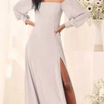 Lulus  Gray Off-the-Shoulder Maxi Dress 68303 Size XL Photo 0