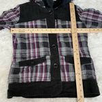 Fox Racing Girls Coat Small Plaid Button Front Faux Fur Lined Hood Pockets Gray Photo 4