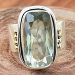 Green Amethyst Vintage Two Tone Band Silver Photo 0