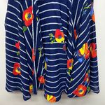 Maison Jules  Striped Blue Floral Sleeveless A Line Women's Dress Size Medium Photo 3