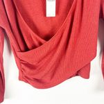 Anthropologie SATURDAY SUNDAY Terracotta Faux Wrap Long Sleeves Crop Top Large Photo 8