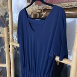 Clara Sun Woo Navy Crepe Open Back Short Sleeve Stretch Travel Jumpsuit Photo 8