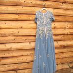 Mac Duggal  5717 Womens Blue Embellished Butterfly Sleeve High Neck Gown Photo 6