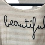 Maronie Cream Oatmeal Striped Graphic Beautiful Long Sleeve Shirt Women Sz S Photo 2