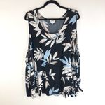 Leota Womens Helene Tie Hem Peplum Top Leaves Sleeveless Scoop Neck Black 5X Photo 2
