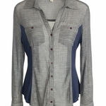 Elegant Gray and Navy Women's Button Down Shirt Size XL Photo 0
