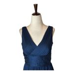 Monique Lhuillier ML Dress Women 6 Navy Blue Chiffon Pleated Fit And Flare Gown Photo 2