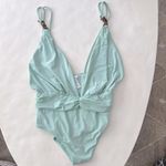Reiss Millie Plunge Neck Swimsuit in Mint Blue US 8 / Medium Photo 5