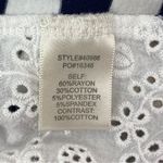 Skies Are Blue Michelle Striped Eyelet Hem Shirt Top Blue White XL Photo 10