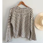 Madewell  | NWT Crewneck Long-Sleeve Knit Tee in Stripe navy cream | Sz M Photo 9