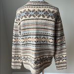 Cambridge Dry Goods Tan and Gray Wool Cardigan with Nordic Pattern Size L Photo 4