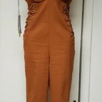 Iris  women’s Rust color stretch Brown Jumpsuit size large Photo 0