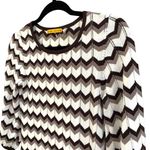 Alice + Olivia knit brown cream white chevron stripe mini sweater dress Photo 1