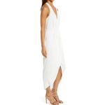 Bebe  Asymmetric Halter Dress Women's XS White Midi V-Neck Sleeveless Wrap Style Photo 9