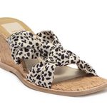 Dolce Vita Naji Cork Wedge Mule in Leopard Satin/Square Toe/Size 9 Brown Photo 0