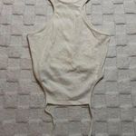 Urban Outfitters  Cream Ribbed Sleeveless Racerback Tank Top, Tie Waist, Medium Photo 0