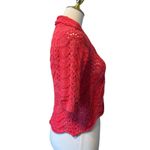 Elle  Fuchsia Pink Open-Front Knit Shrug Cardigan Sweater Silver Metallic XS Photo 4