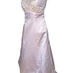 Vtg Y2K Jump Apparel Blush Pink Satin Embroidered Empire Waist Prom Dress Sz 5 6 Photo 0