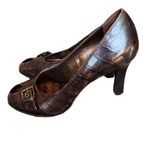 Franco Sarto Brown/Bronze Leather with snakeskin pattern pumps with peep toe 8M Photo 6