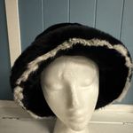 Preston & York Vintage Faux Fur Hat Black Stay Put Band Satin Lined OS Korea Photo 3