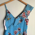 Avec Les Filles NEW  Floral Cascading Ruffle Midi Dress in Cerulean Blue Photo 6