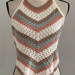 Guess  Crochet Knit Halter Top Medium Chevron Boho‎ Chic Festival Y2K Hippie Photo 0