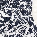 Loft Navy Blue Linen Blend Strapless Tapered Leg Jumpsuit Palm Print Size 0 Photo 6