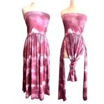 Strapless Coral White Sangria Tie Dye Ombre Print Stretch Maxi Dress Size Small Photo 1