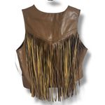 NWT Sadie & Sage Brown Faux Leather Fringe Vest | Western Boho Size Small Photo 7