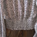 Talent Blouse Womens Size 1XL Brown Black Low V Neck Sheer Smocked Bottom Casual Photo 1