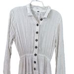 Free People  Diamond Head Embroidered Midi Dress Raw Linen Ivory Boho XS Photo 5