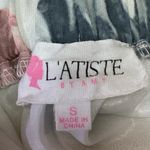 L'ATISTE White Multicolor Floral Wide Leg High Waist Trousers Coverup Pants S Photo 4