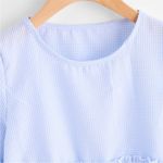 SheIn Light Blue Gingham Ruffle Sleeve Blouse • Size M • Summer, Yacht, Boat style Photo 2