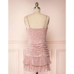 Pookie & Sebastian  Pink Floral Tiered Ruffle Dress Crossover Front Mini Size S Photo 3