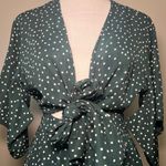 Hello Molly Stuck in Your Ways Midi Dress Size XS/2 Green Polka Dot Tie Front Photo 2