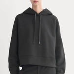 Everlane  Cropped Luxe Fleece Hoodie in Black, Size X-Small Photo 0