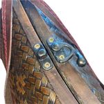 Vintage Durable Japanese Weaved Brown Bamboo & Leather Purse/Bag Latch Photo 4