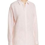 Lafayette 148  New York Size Small pink pinstripe linen top collared button up Photo 0