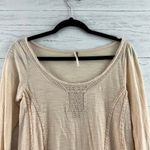 Free People  Cream Fringe Sleeve Scoop Neck Top Size XS Photo 3