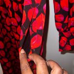 Who What Wear  Women's Red Leaf Patterned Dress Size Small side zipper Photo 4